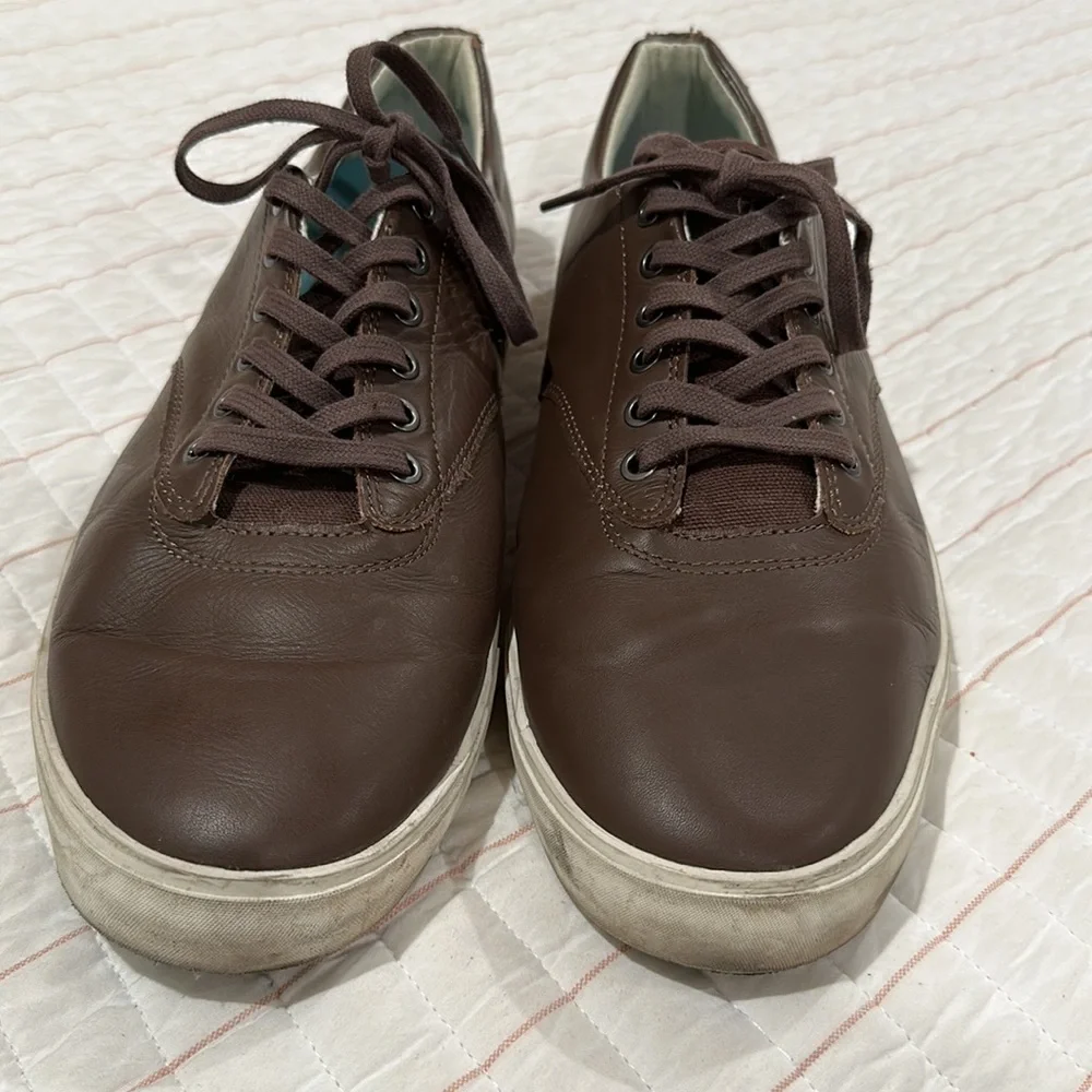 SEAVEES Hermosa Plimsoll Leather Brown Lace Up Sneakers Shoes Sz Mens 13…